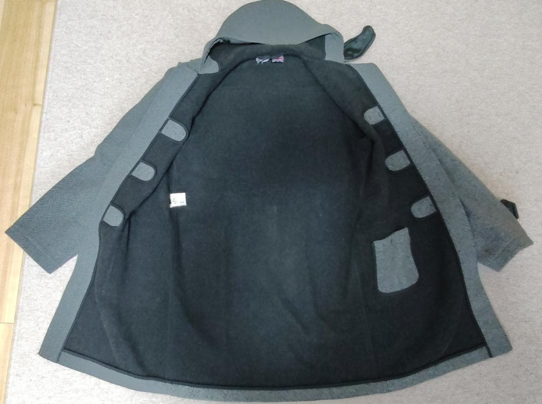 値下げ】グローバーオール ダッフルコート ヘリンボーン柄グレー