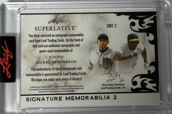 イチロー、R・ヘンダーソン 23 Leaf 5枚限定直筆サインジャージカード