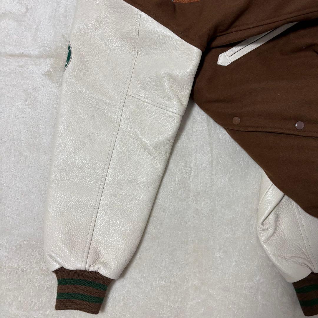 keboz スタジャン ブラウン レザー切替 - メルカリ