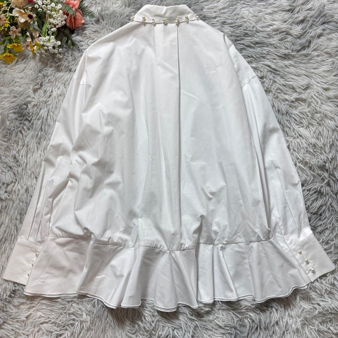 ツルバイマリコオイカワ パールペプラムブラウス 【F】 ホワイト 比翼