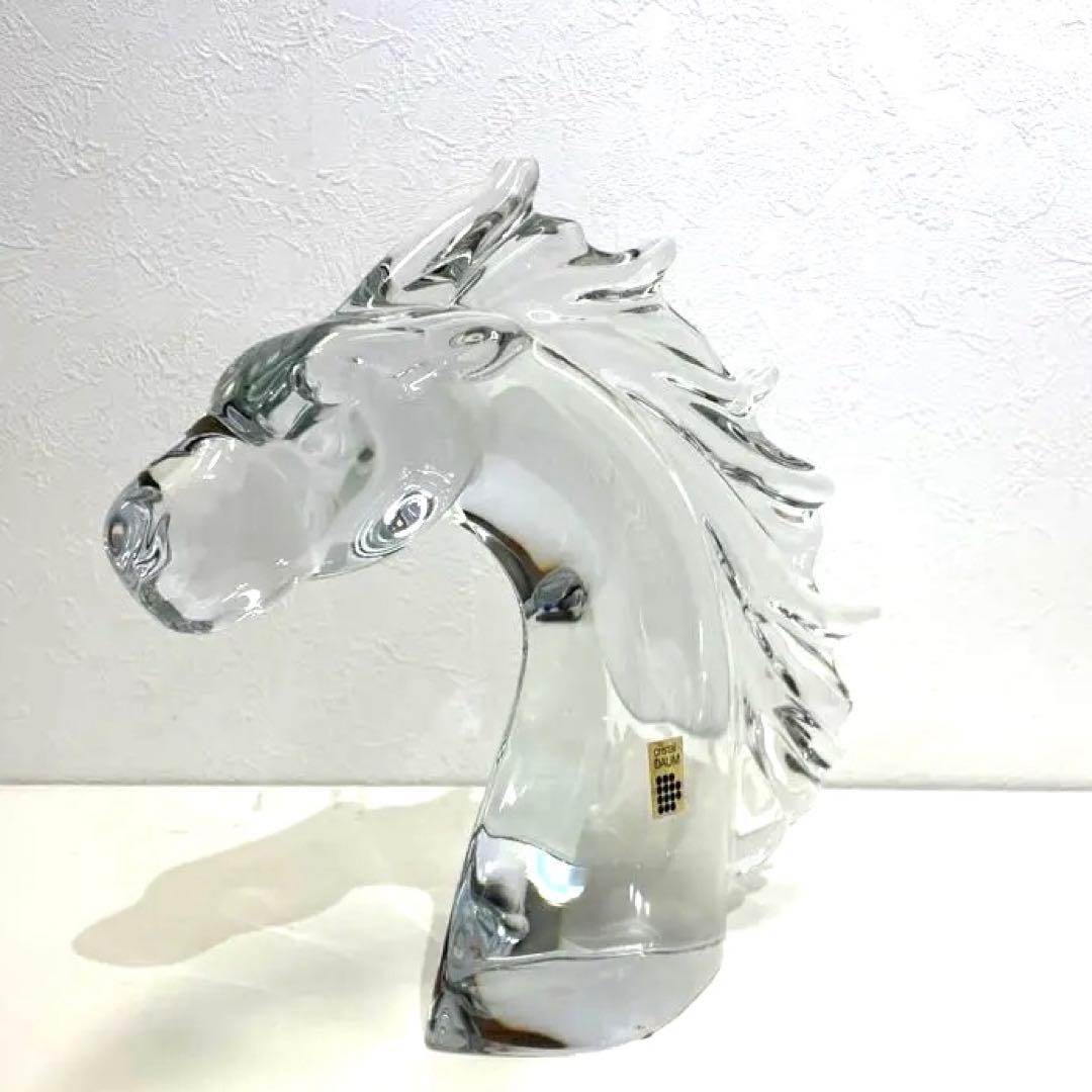Daum クリスタルガラス 馬の頭部彫刻 オブジェ ケース付き