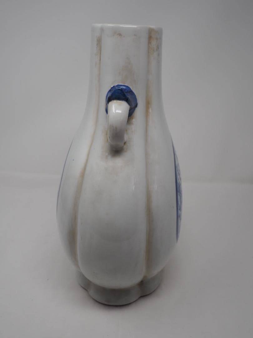 染付唐子文様　花瓶　安南焼　乾隆年製　中国　-SO