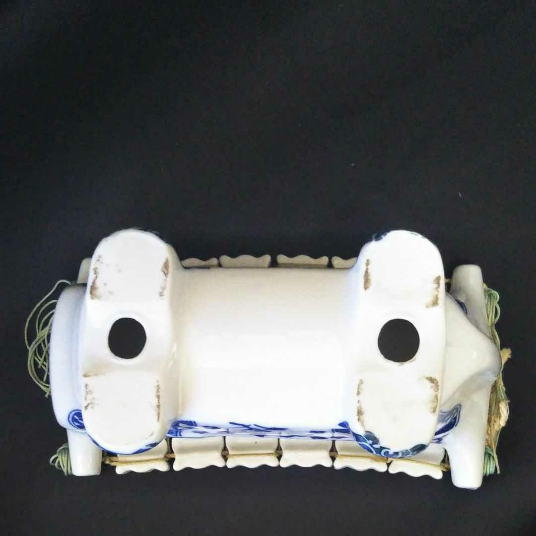 中国古美術/中国青花纏枝牡丹紋陶製枕/