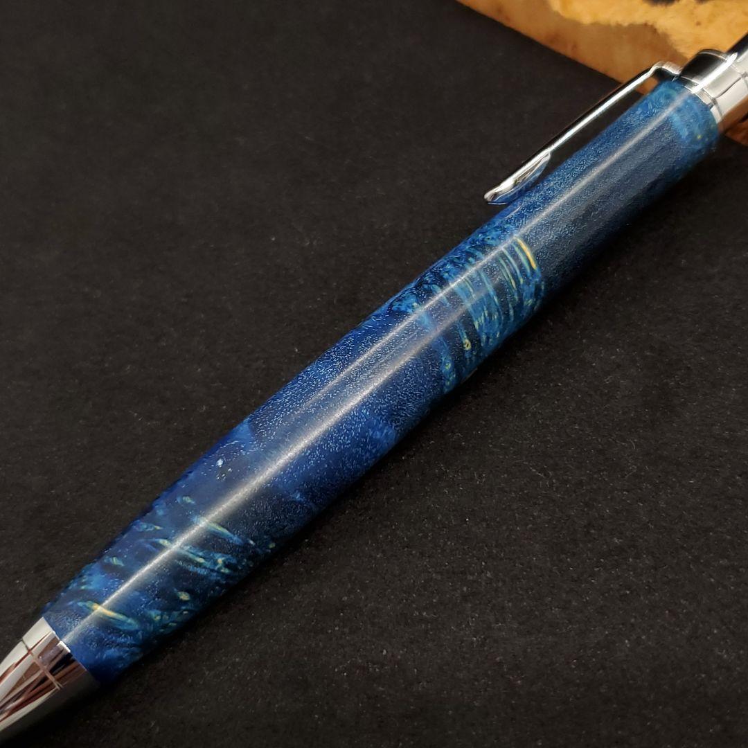 24Bハンドメイド木軸シャーペンスタビライズドウッド青 - メルカリ