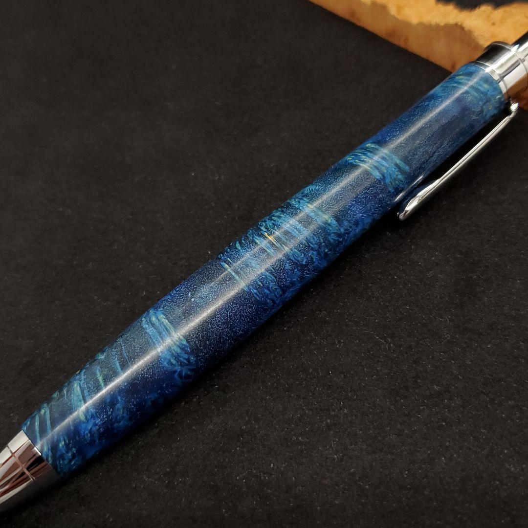 24Bハンドメイド木軸シャーペンスタビライズドウッド青 - メルカリ