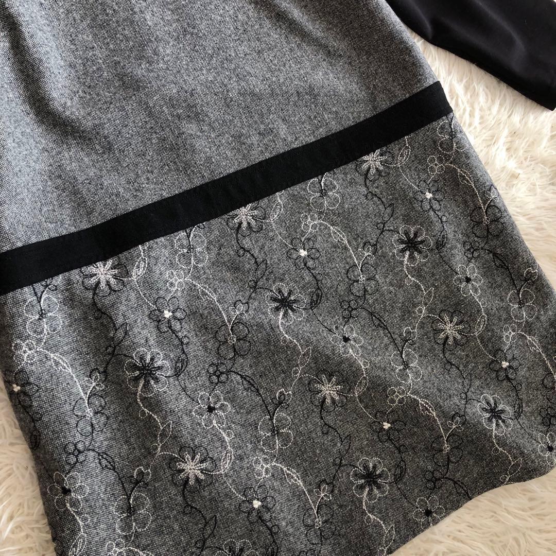 レリアン レイヤード風 チュニック ワンピース 現行 近年 ドッキング 刺繍