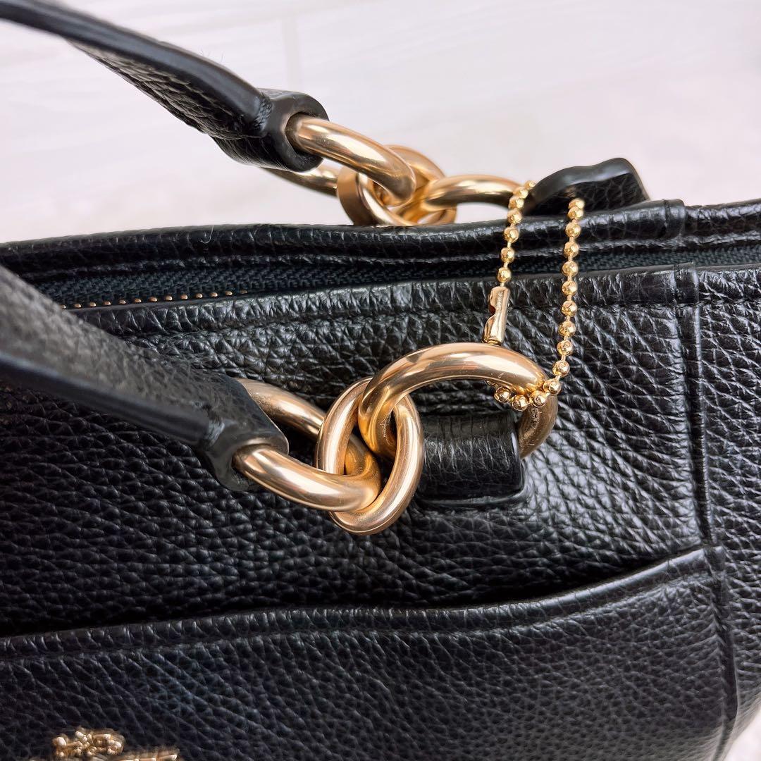 極美品☆COACHコーチ 2wayショルダーバッグ ブラック シボ革レザー