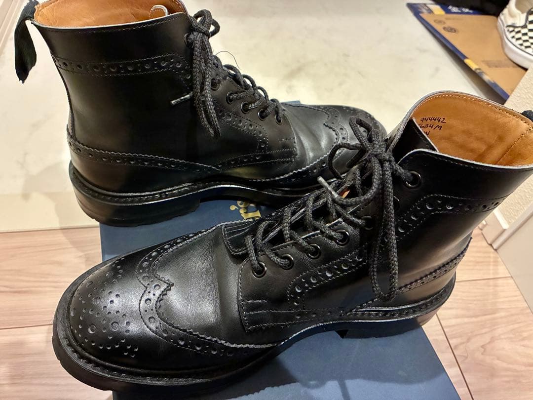 トリッカーズ STOW UK7.5 ブラック カントリーブーツ ビブラム雪用