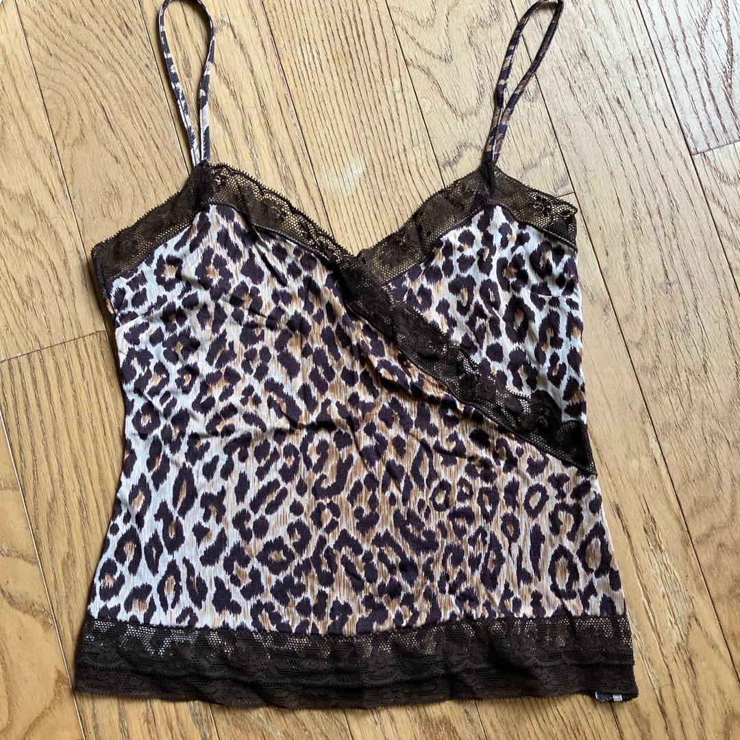 DOLCE&GABBANA ヒョウ柄レオパード柄 クロスデザイン キャミソール 1.jpg