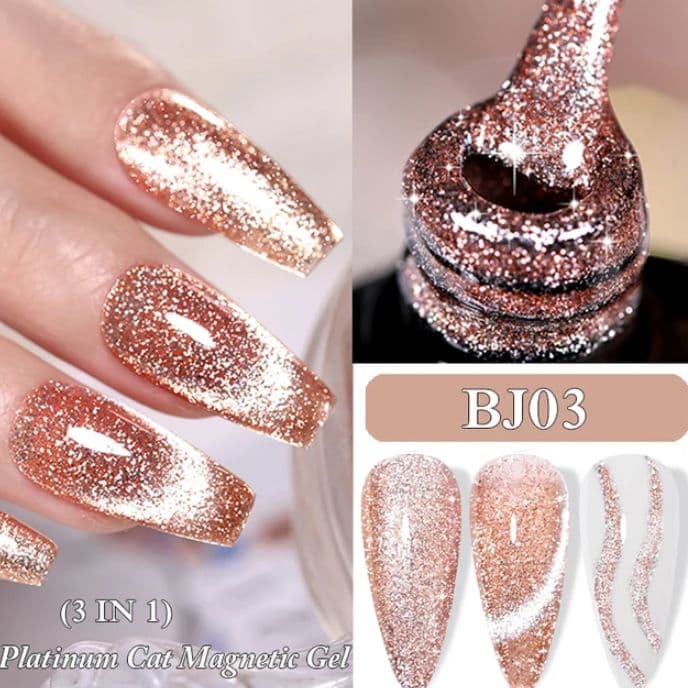 3番 プラチナマグネットジェルネイル ベージュ カラージェル ギラギラ