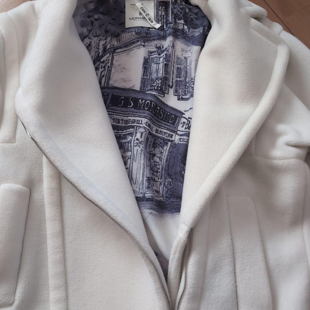 MORABIT ホワイト ライダース コート 38 - メルカリ