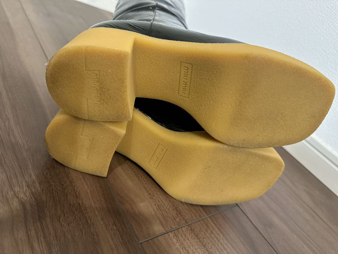 美品 miumiu ミュウミュウ パテント ロングブーツ - 靴人気 商品 通販