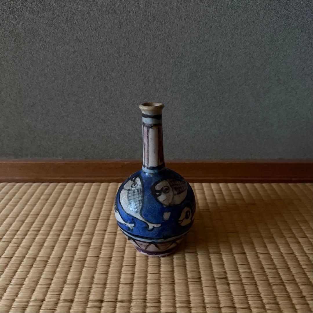 マジョリカ焼 マヨリカ焼 色絵魚文瓶 18世紀 古美術 骨董 デルフト