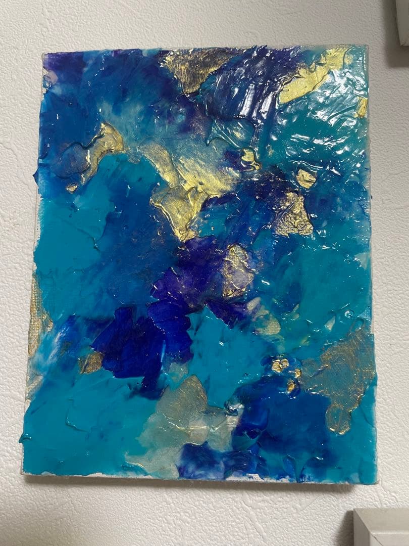 抽象画 青と金のアート - メルカリ