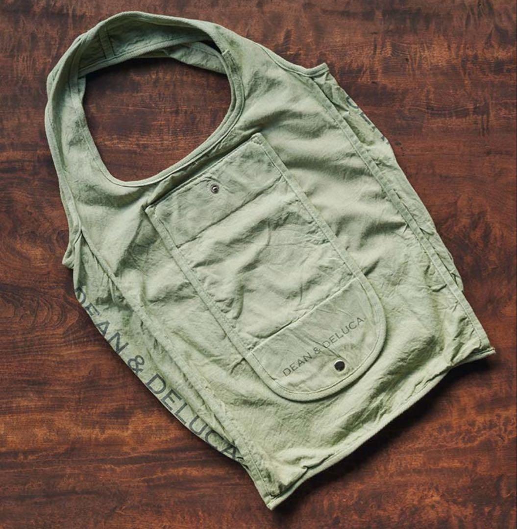 DEAN&DELUCA デルーカ 天然染めショッピングバッグ 葡萄 グリーン