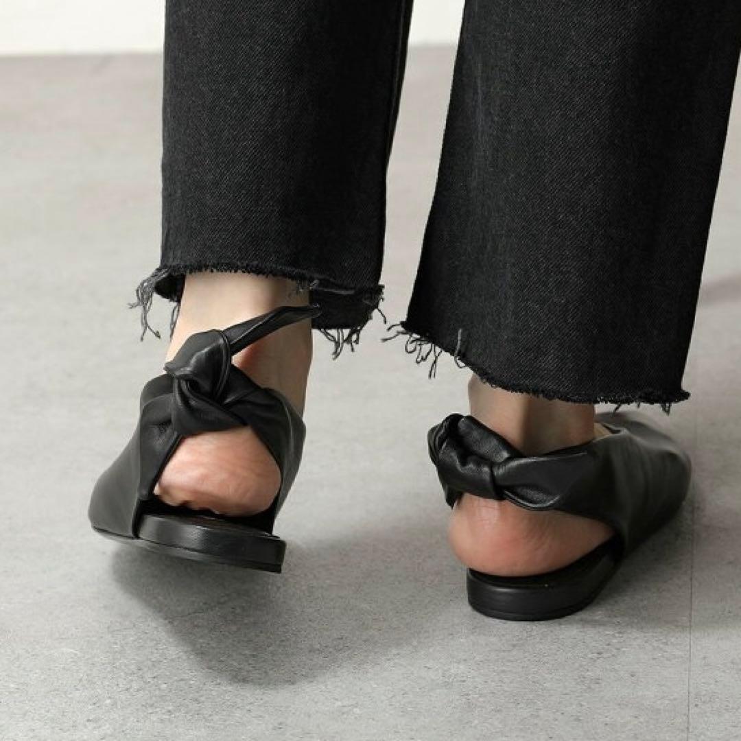 JIL SANDERジルサンダー ポインテッドトゥバックリボンフラット