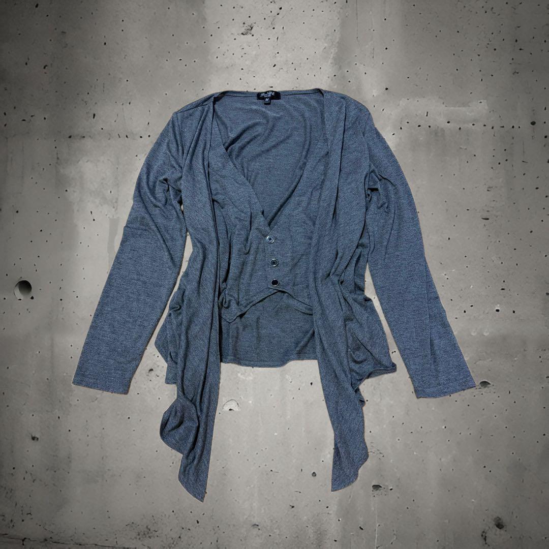 y2k 00s ジレ レイヤード カーディガン ダークコア V系 平成 ギャル男