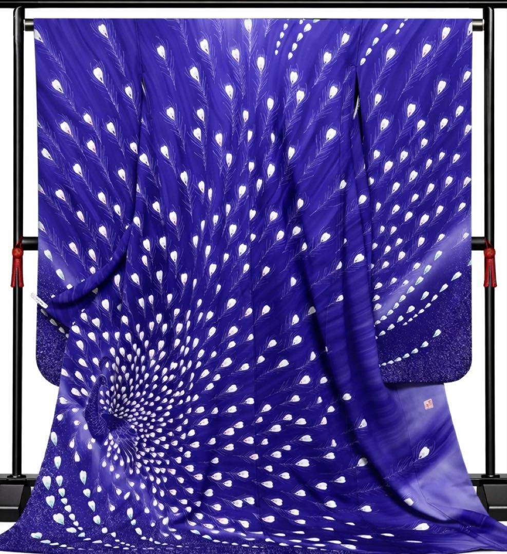 お値下げ高身長 振袖 孔雀 駒刺繍 羽根柄 紫 ぼかし 身丈169 裄67 お値下げ高身長 振袖 孔雀 駒刺繍 羽根柄 紫 ぼかし 身丈169 裄67