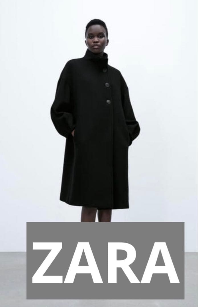 完売品　ZARA ウールブレンドハイネックコートロングコート　ウール　Sサイズ 期間限定出品 完売品 新品未使用 ZARA ウールブレンド ハイネック