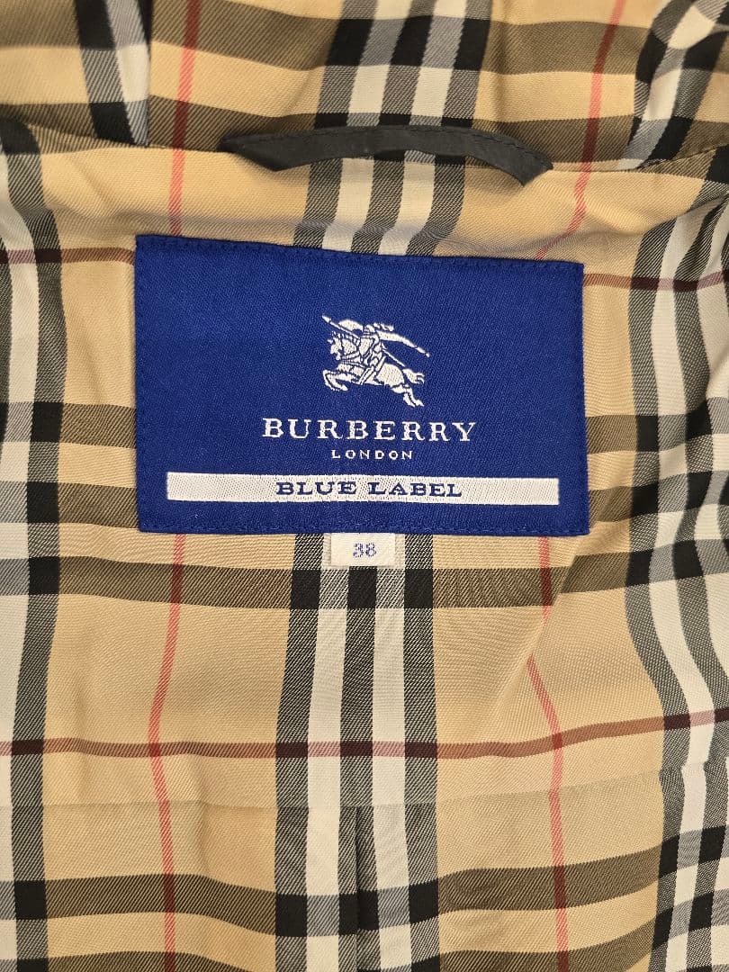 バーバリーブルーレーベル M フード付き黒ウールピーコート