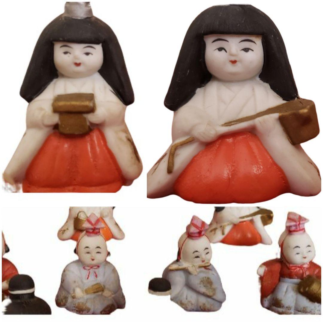 専用】美品 訳 ヴィンテージのコンパクトなお雛様 全揃い 陶器 阪急