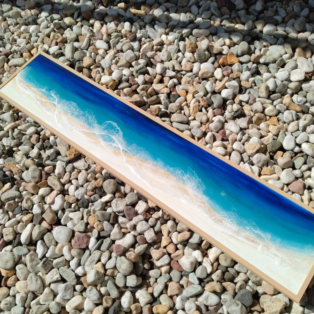 タ*オ様 ロングタイプ　オーシャンアート　インテリアパネル　波レジンアート オーシャンアート 波 ロング 一枚板 アートパネル レジンアート 海