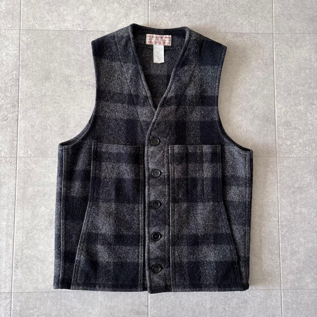 極美品】フィルソン マッキーノウール ベスト 36 ブラックグレー USA製
