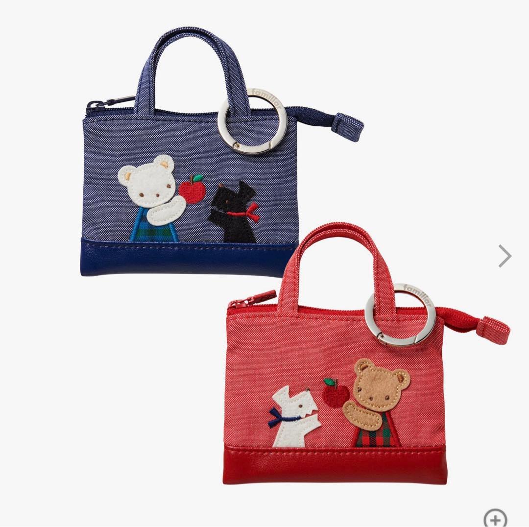 ファミリア familiar ミニデニムバッグ ブルー 青 パスケース ミニ財布