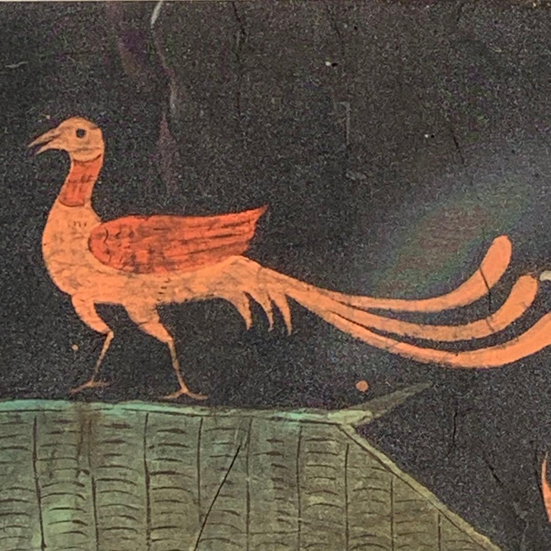 楚国 漢代 帛画 中国 シルク 絹 絵画 額縁 骨董品 馬 王 鳳凰 人