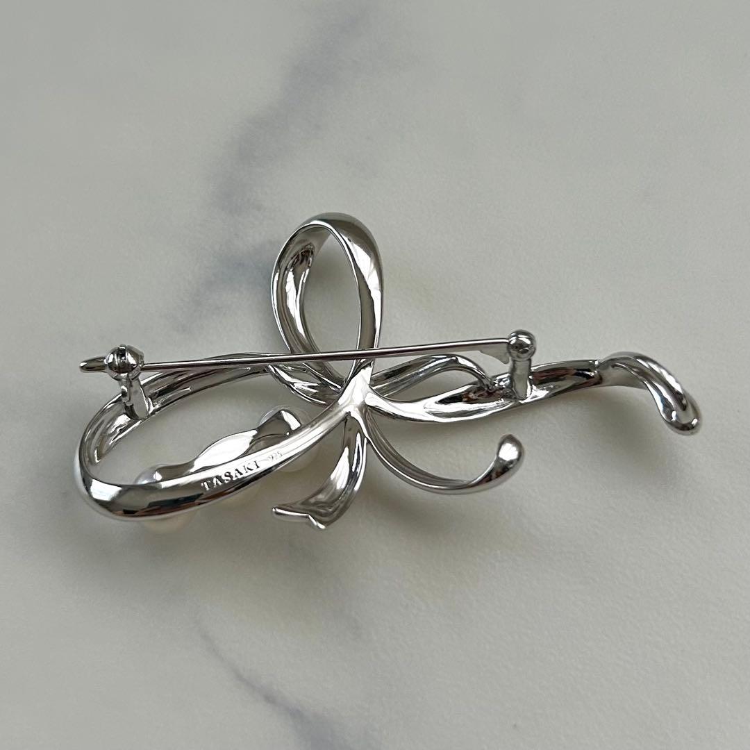 タサキ ブローチ パール 本真珠 3粒 6.2mm TASAKI刻印 シルバー