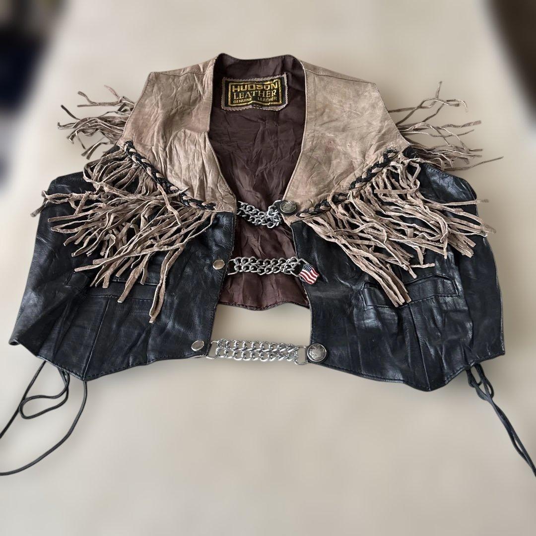 HUDSON LEATHER フリンジ レザージャケットXXL￼スナップボタン
