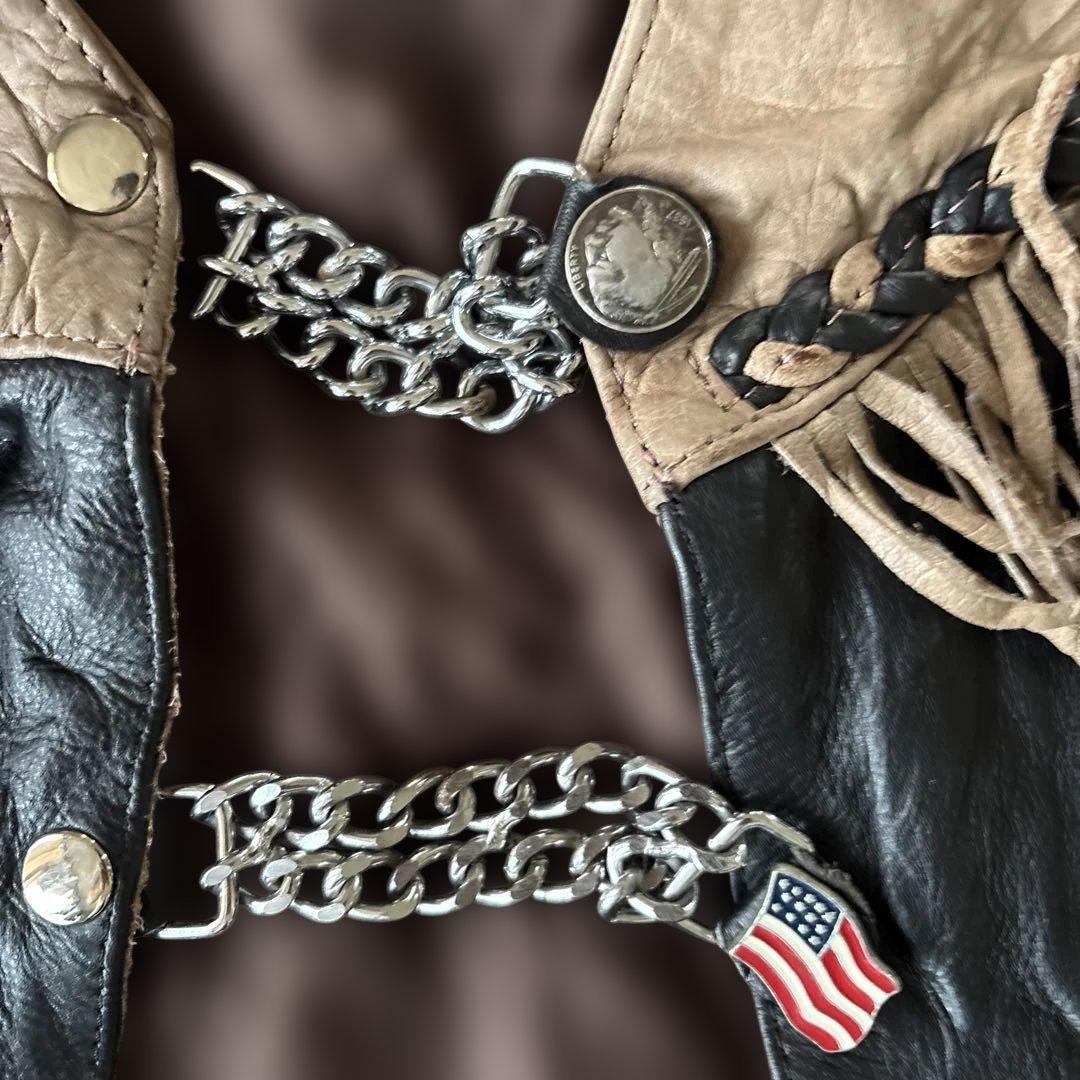 HUDSON LEATHER フリンジ レザージャケットXXL￼スナップボタン