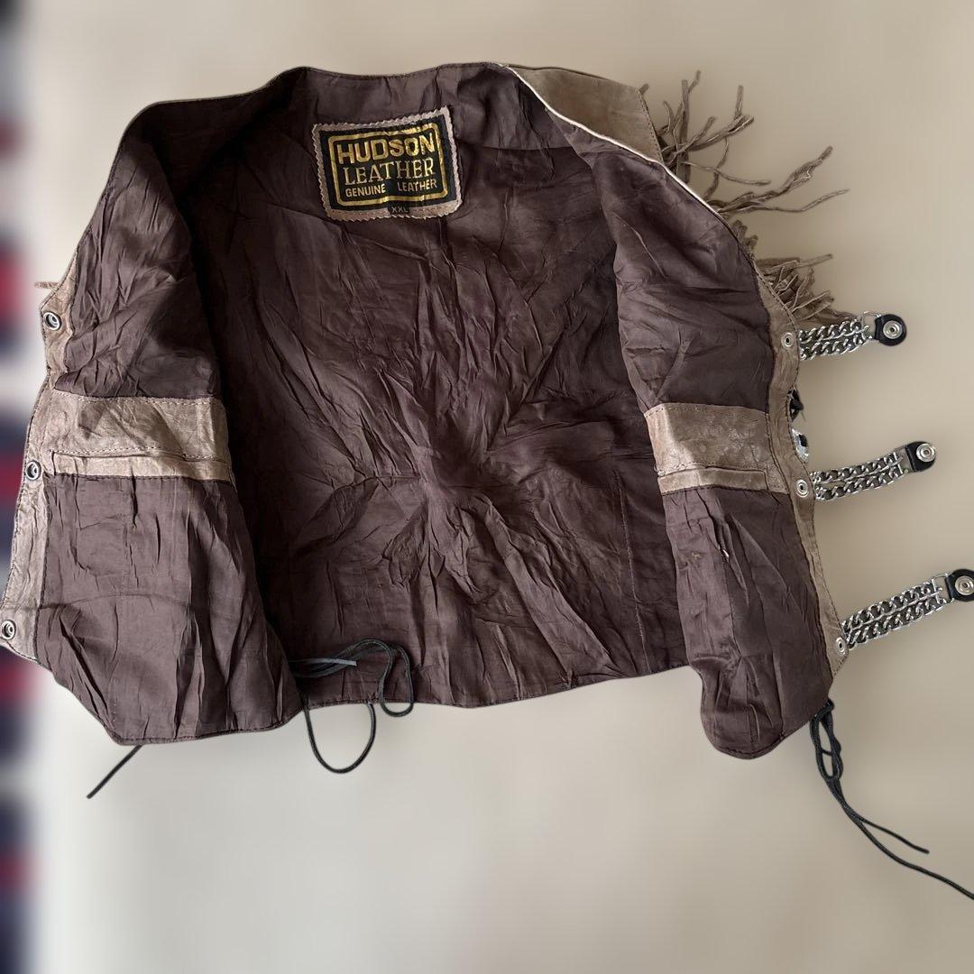 HUDSON LEATHER フリンジ レザージャケットXXL￼スナップボタン