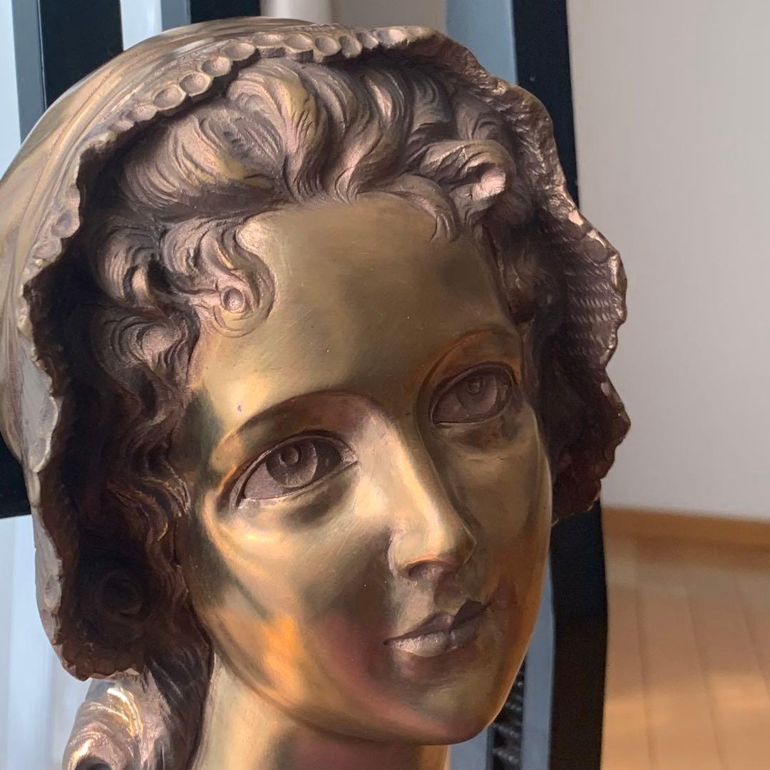 A. GORI ブラス製 女性胸像 約27cm