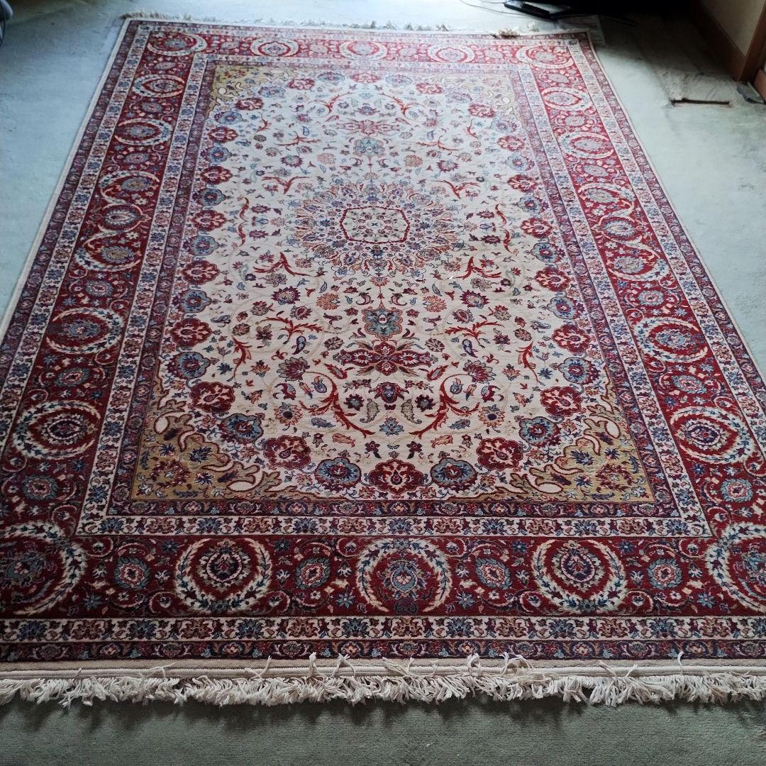 ヴィンテージラグ ウールラグ タブリーズ　約295×200cm ヴィンテージ風ラグ ウール100％ 黄色絨毯 [NR5603アンティーク