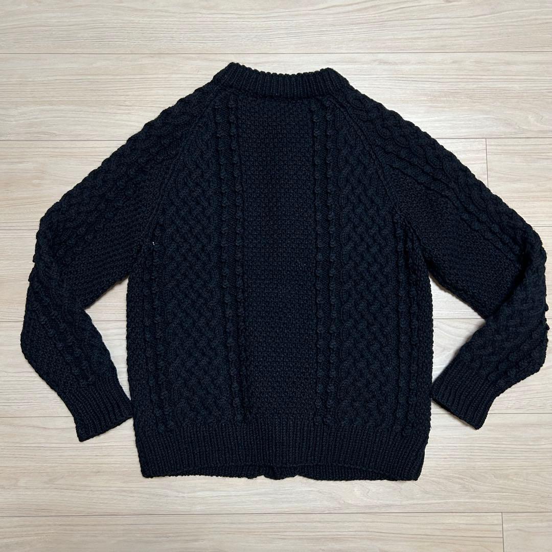 茶タグ】インバーアラン 4A ニットカーディガン ブラック スコットランド製