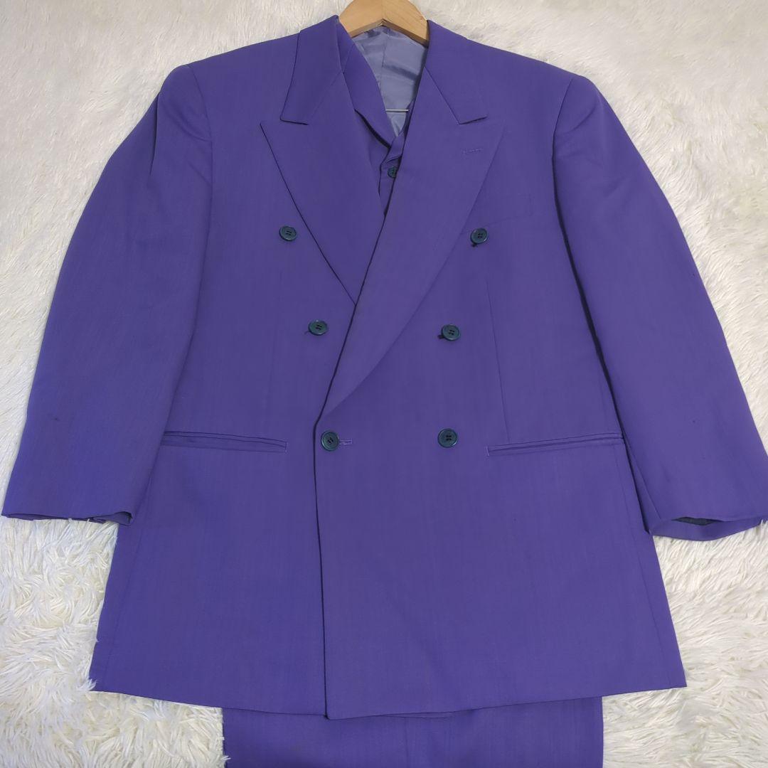 VINTAGE セットアップ ダブル スーツ 3ピース パープル 紫 M 菅田