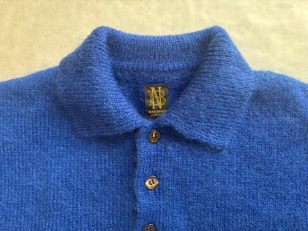 希少】BATONER モヘア100% ニットポロシャツ ブルー サイズ2 - メルカリ