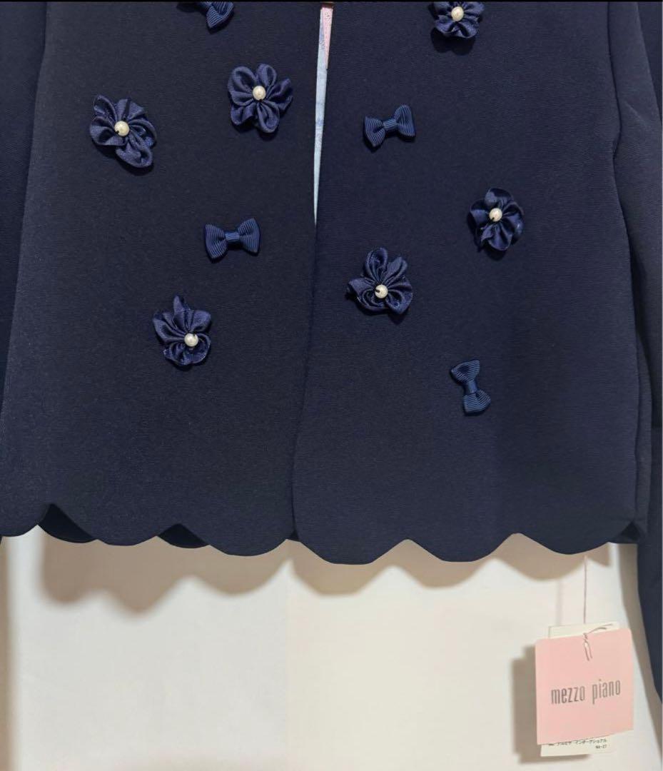 新品 メゾピアノ 裾スカラップジャケット 花 リボン フォーマル タグ付き
