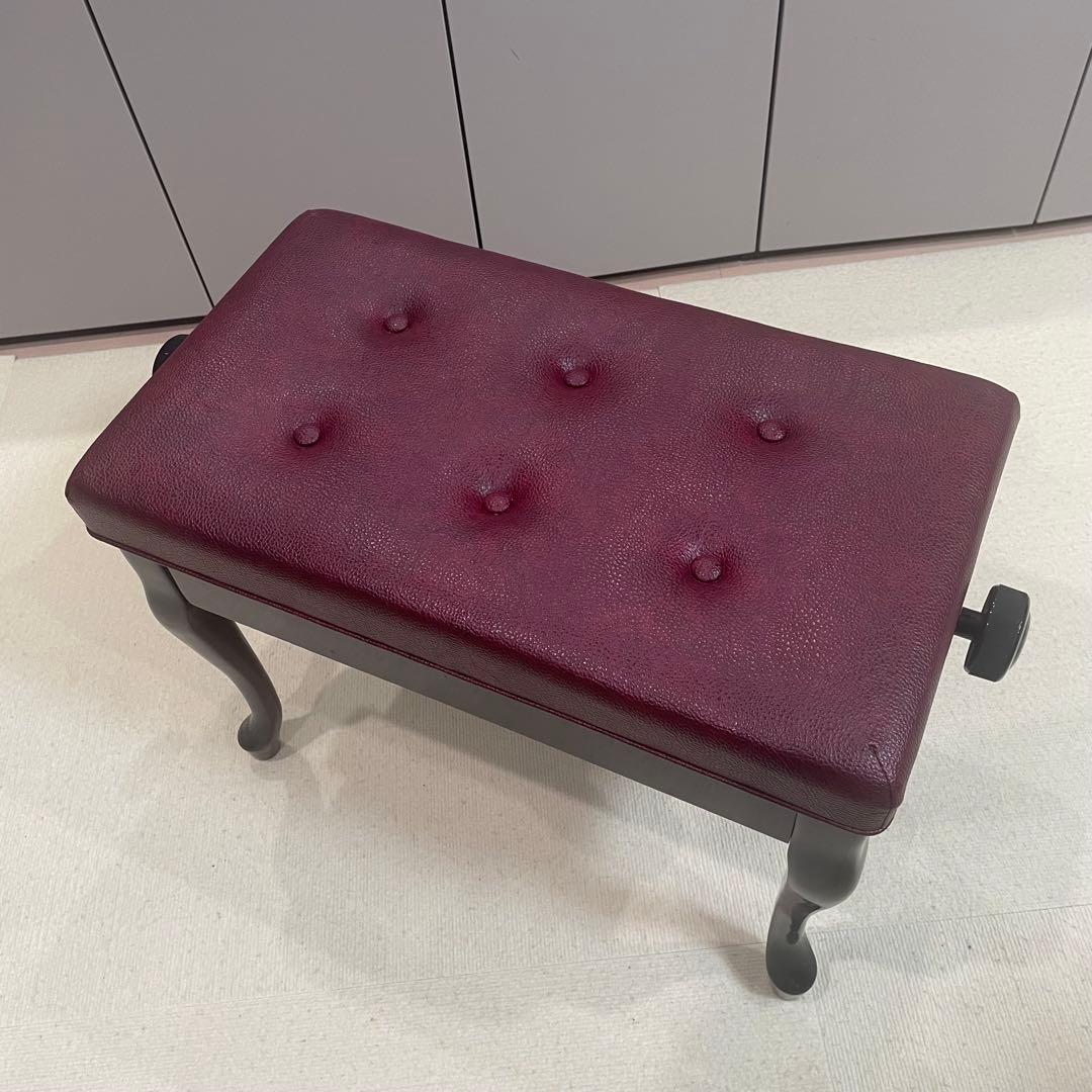 猫脚ピアノ椅子 昇降式 スツール ワインレッド アンティーク シート