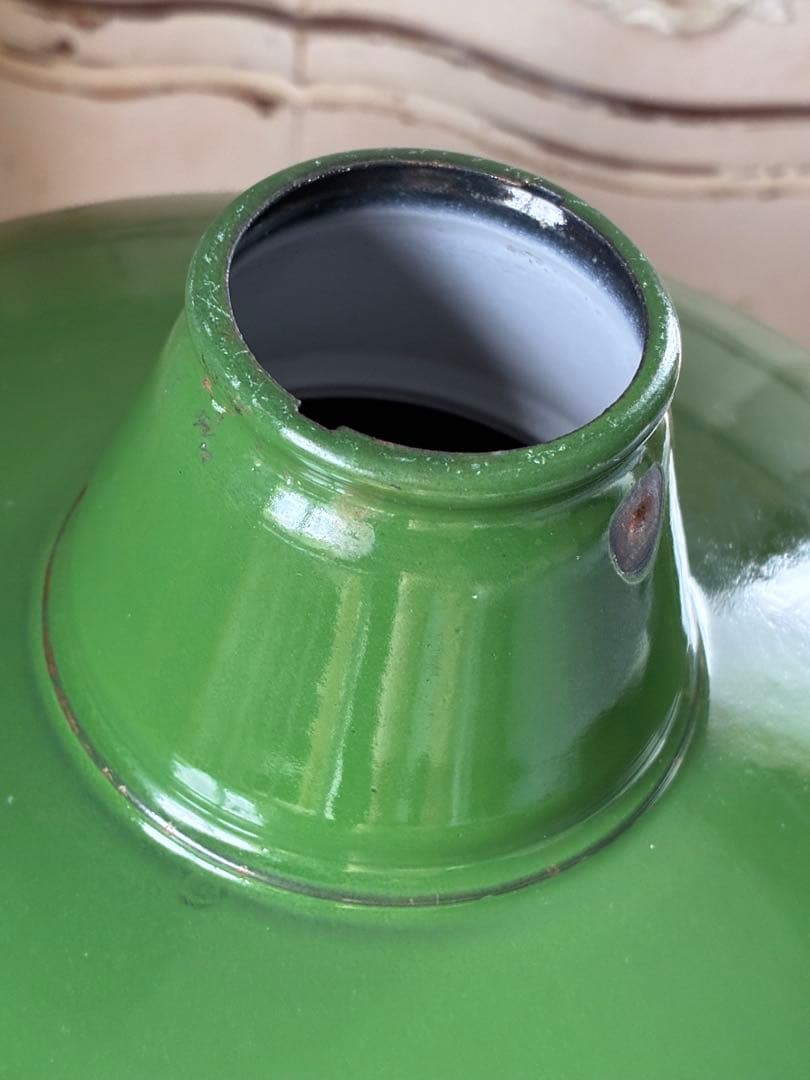 青柳様専用アンティーク ホーロー ランプ シェード グリーン 30センチ