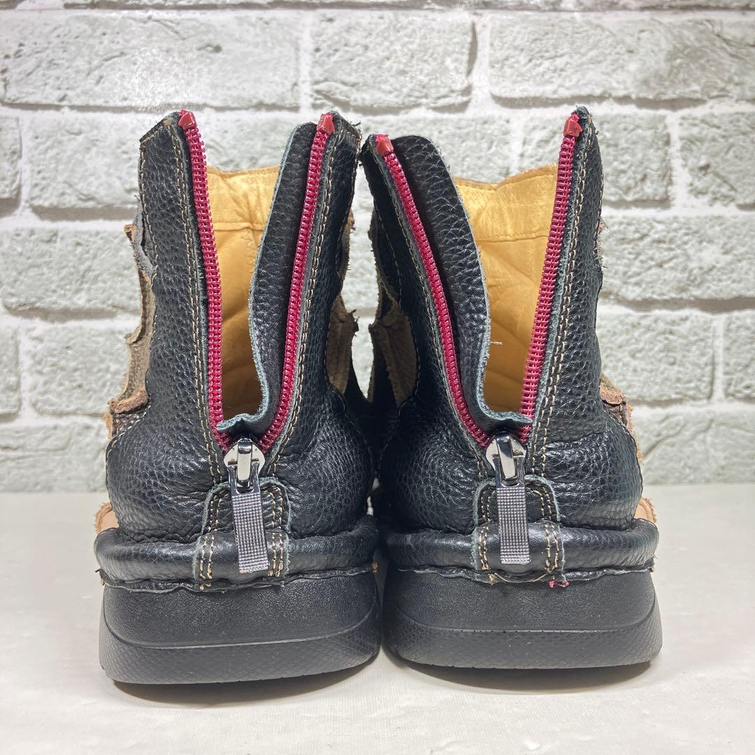 【レア】エスタシオン メンズ ブーツ 25.5cm パッチワーク バックジップ