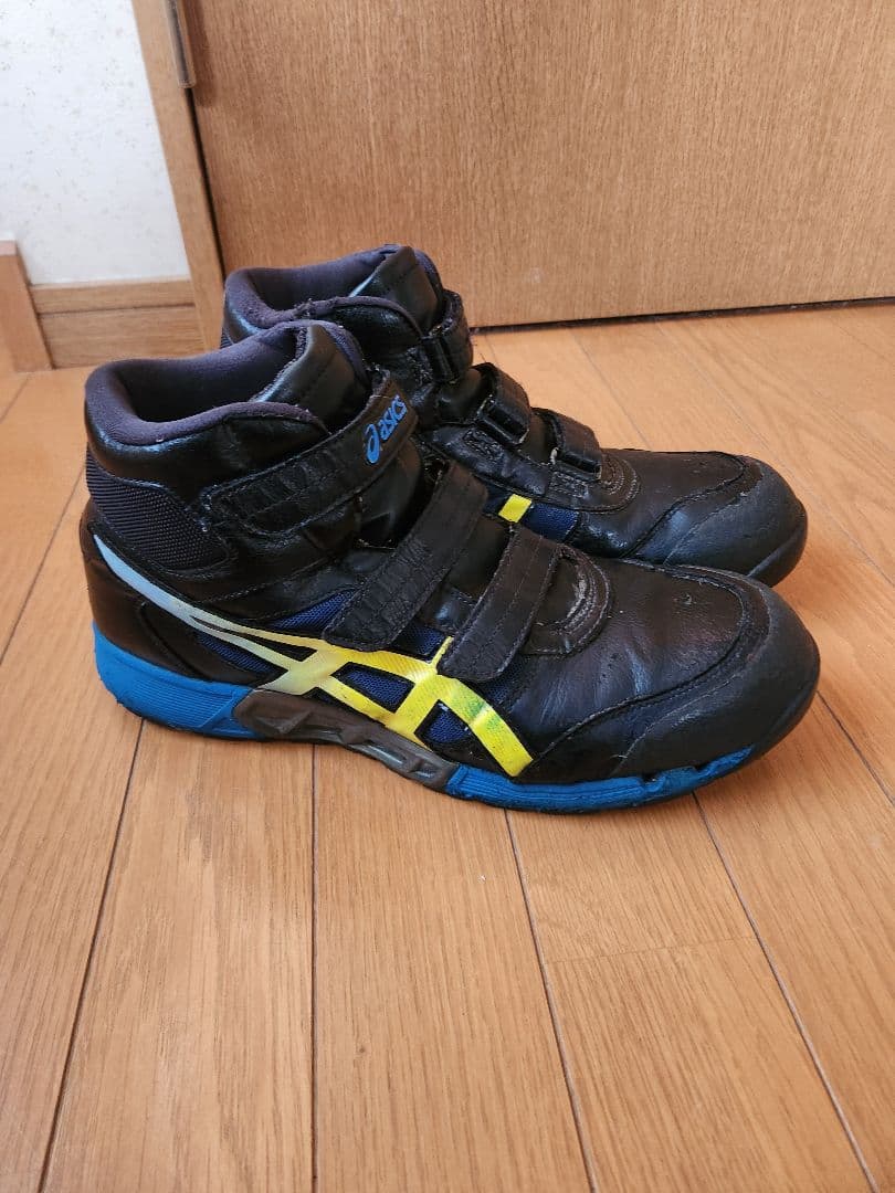 ASICS ハイカット安全靴 ブラック/イエロー/ブルー - メルカリ