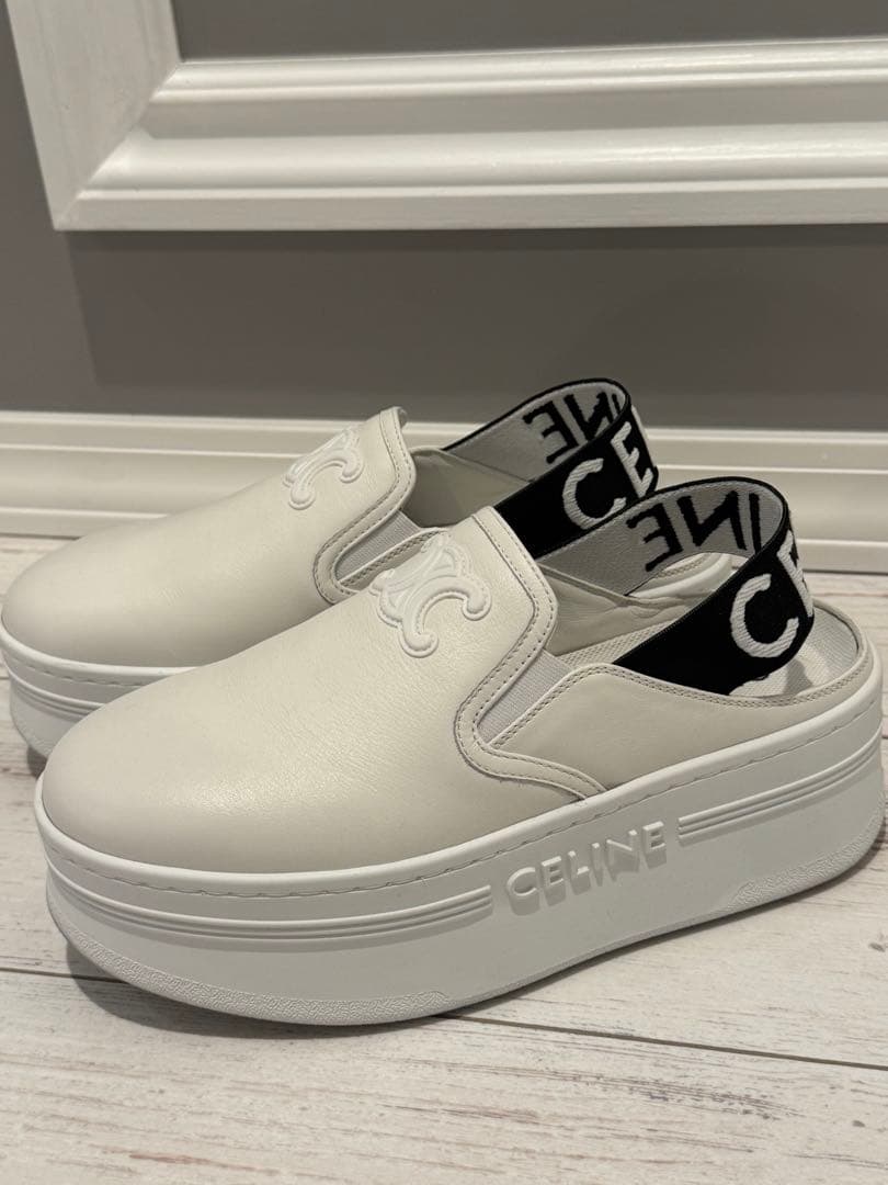 CELINE セリーヌ ブロックウェッジミュール ホワイト37 超美品