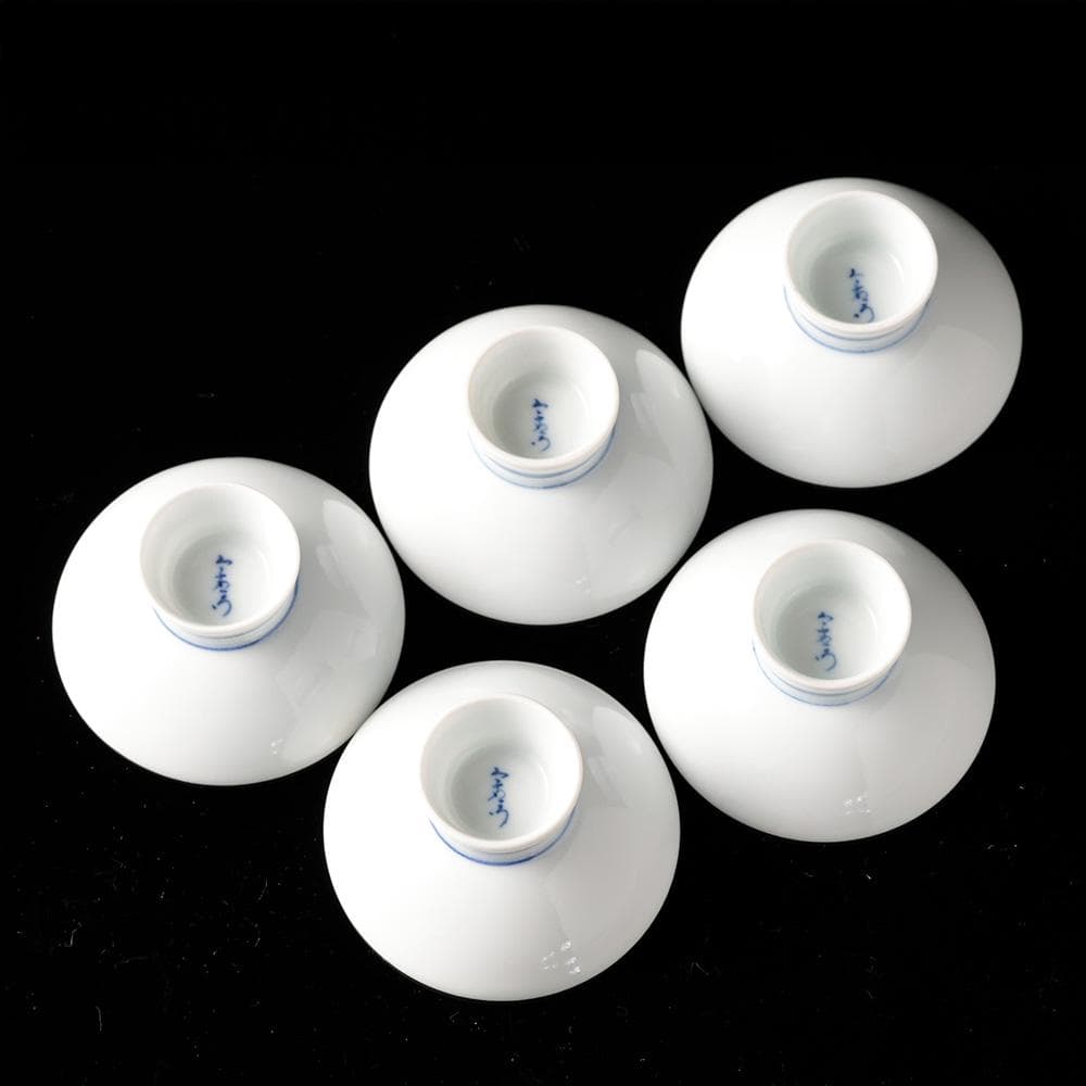 人間国宝 十三代今泉今右衛門 錦花画酒器 徳利 盃五客 共箱 黄布 栞 色