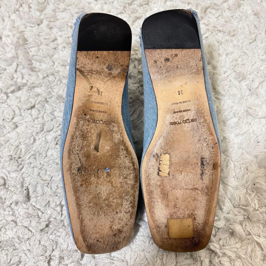 ✨美品✨セルジオロッシ sr1 デニム スリッポン フラット スリッパ 38