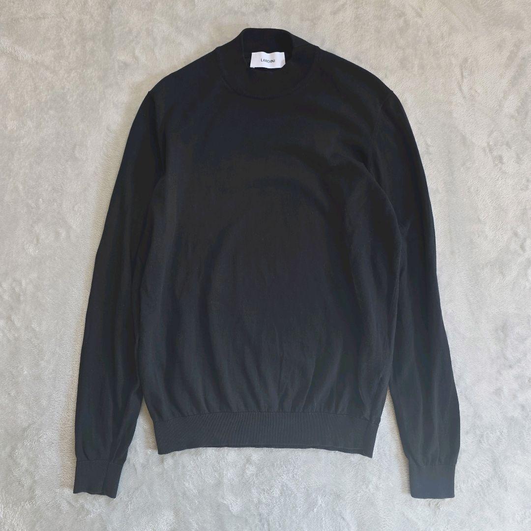 ラルディーニ コットンクレープ モックネックニット 25SS ブラック コットンクレープ モックネックニット – LARDINI Online Store