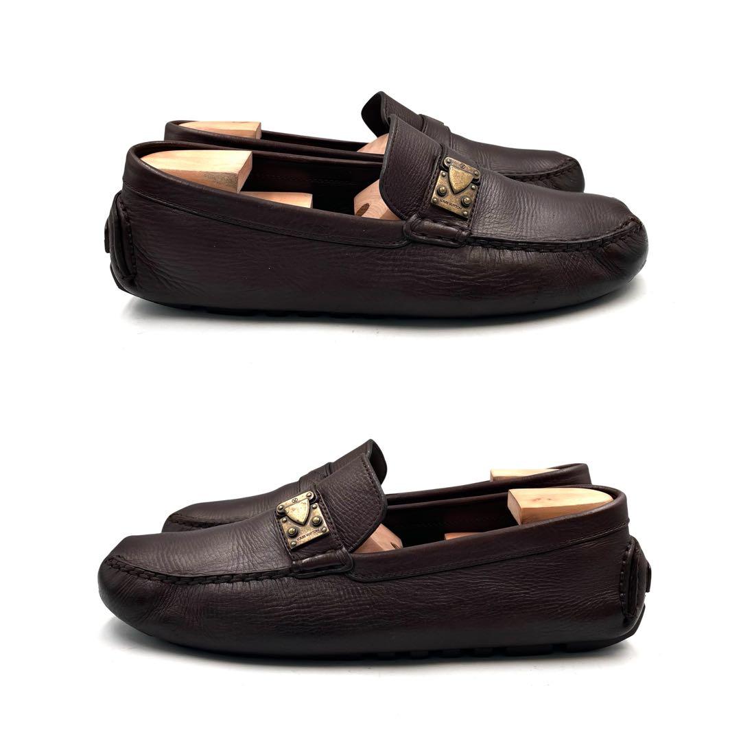 《超美品》ルイヴィトン スリッポン ドライビングシューズ レザー 茶 8 1/2