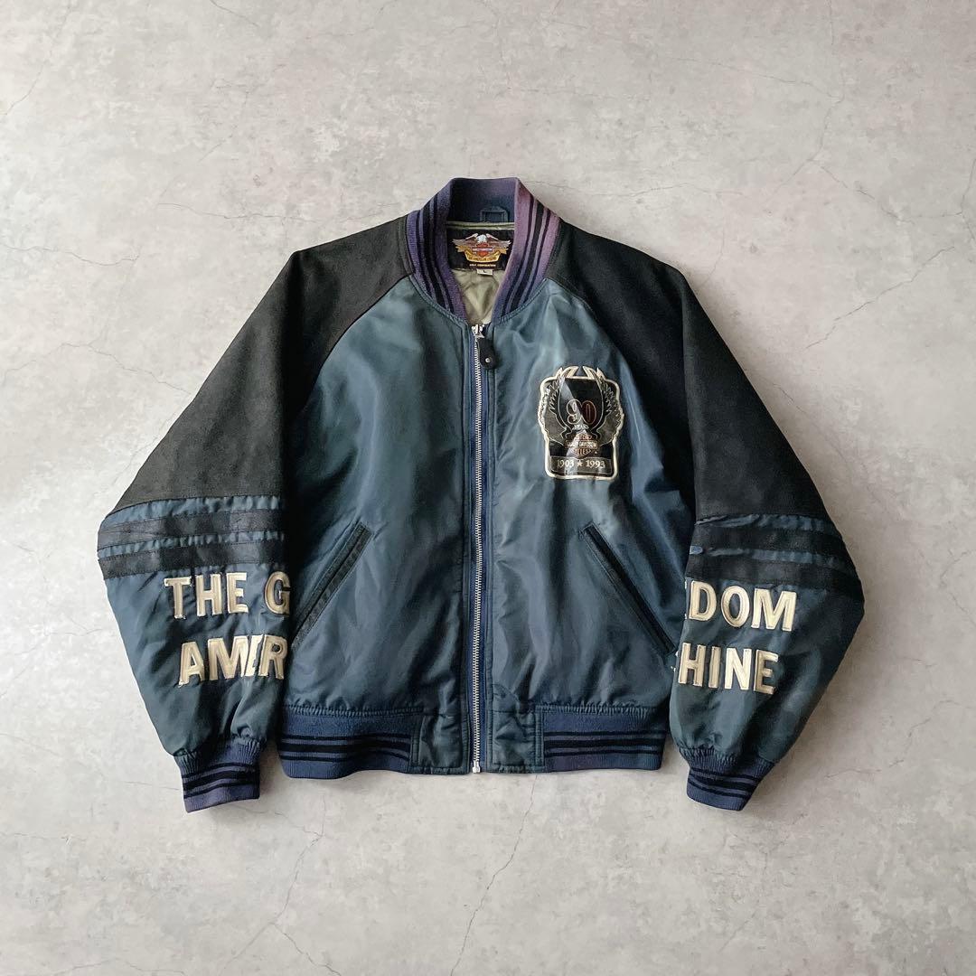 希少 90s Harley-Davidson 90周年記念スタジャン ビンテージ - メルカリ