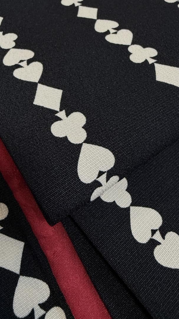 着物12 ふりふ いろはトランプストライプ柄袷着物 黒 身丈165裄丈